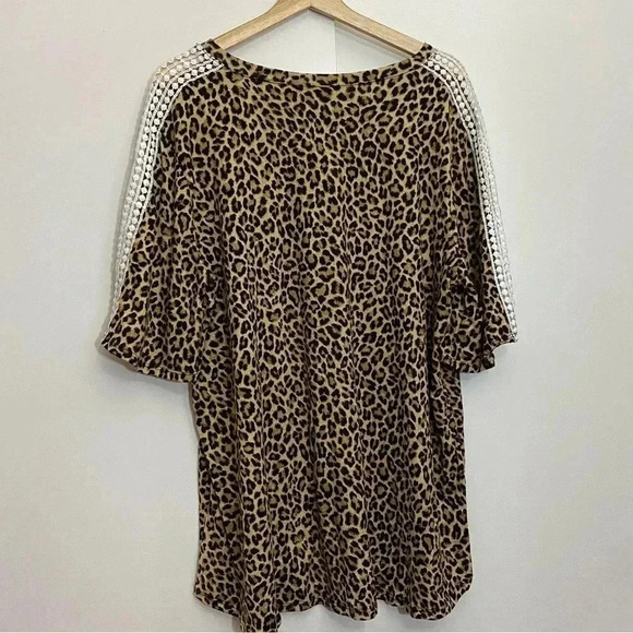 Celeste women’s leopard print top 3XL laced detail half  sleeves - Picture 2 of 8